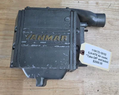 4LH-HTE Air cooler. Air cooler for 4LH-HTE , this is a 140HP YANMAR marine Diesel engine develop by Yanmar in 1998. The LH series is extremely compact and lightweight; this Air cooler is no longer available through Yanmar. Is a “Take Off” unit been service, pressure tested.
