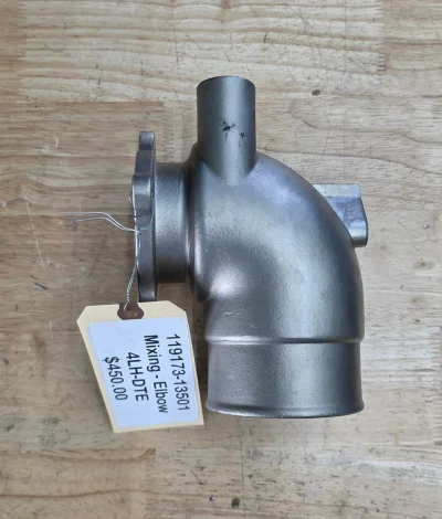 YANMAR 4LH-DTE Mixing Elbow. This is a Stainless-Steel mixing elbow for Yanmar 4LH-DTE 170HP marine diesel engine.